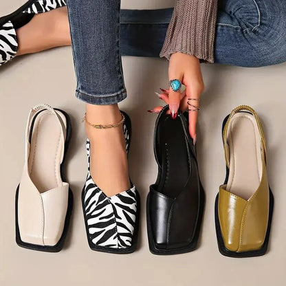 Valentina Rossi Square-Toe Slingback Flats