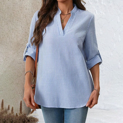 Valentina Rossi Striped Long Sleeve Blouse