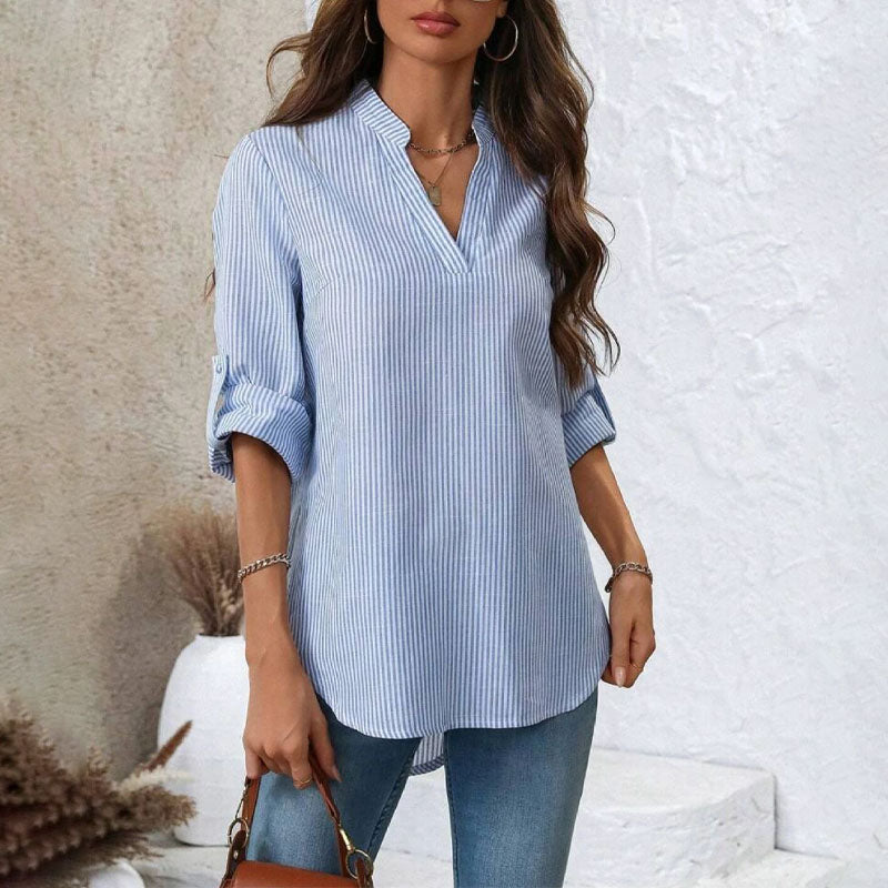 Valentina Rossi Striped Long Sleeve Blouse