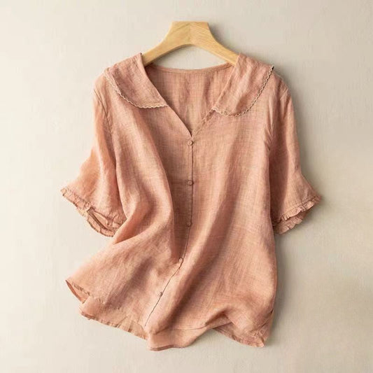 Valentina Rossi Textured Blouse with Scalloped Collar