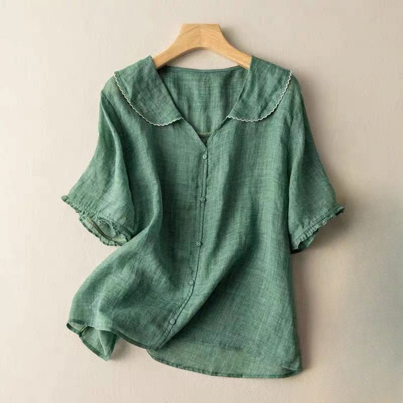 Valentina Rossi Textured Blouse with Scalloped Collar