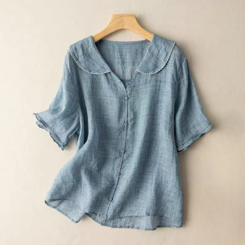 Valentina Rossi Textured Blouse with Scalloped Collar
