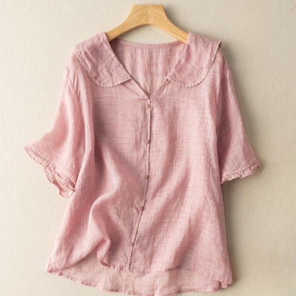 Valentina Rossi Textured Blouse with Scalloped Collar