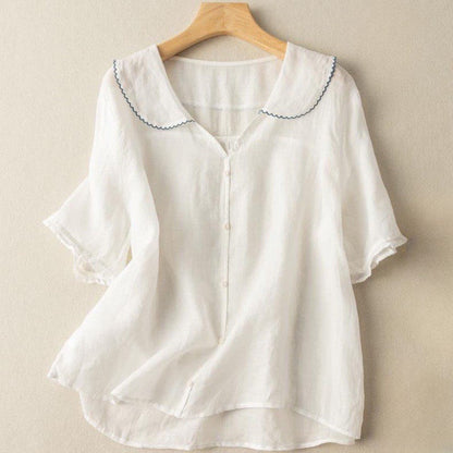 Valentina Rossi Textured Blouse with Scalloped Collar