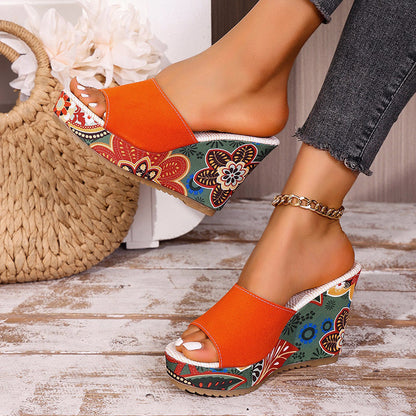 Valentina Rossi Velvet Boho Wedge Sandals