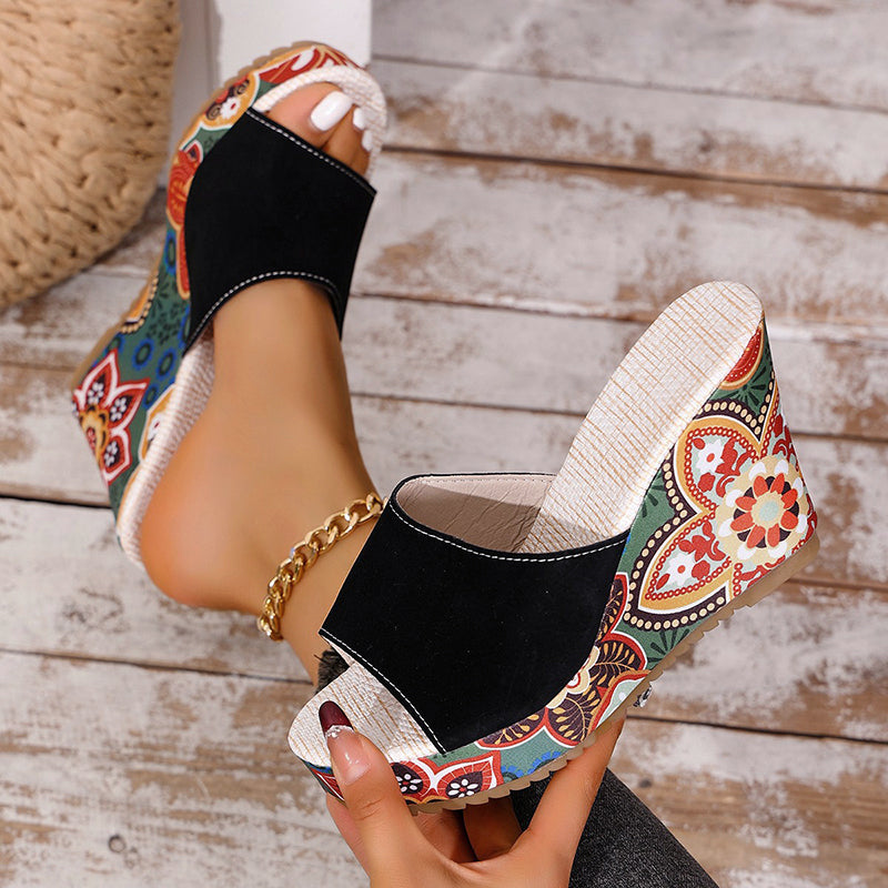 Valentina Rossi Velvet Boho Wedge Sandals