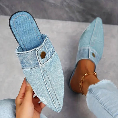 Valentina Rossi Denim Mule Flats