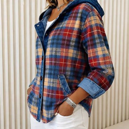 Valentina Rossi Hooded Plaid Light Jacket