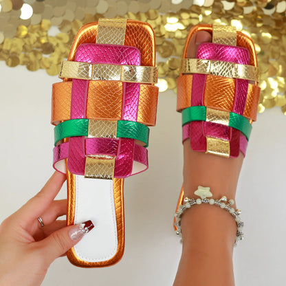 Valentina Rossi Multicolor Strap Flat Sandals