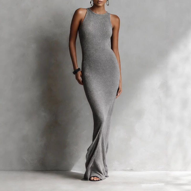 Valentina Rossi Sleeveless Ribbed Maxi Dress
