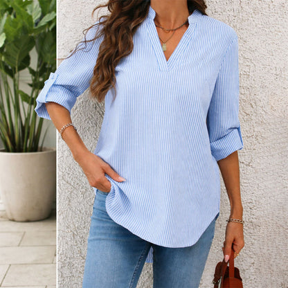 Valentina Rossi Striped Long Sleeve Blouse