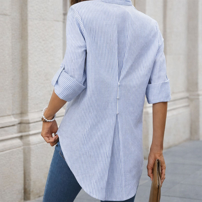 Valentina Rossi Striped Long Sleeve Blouse