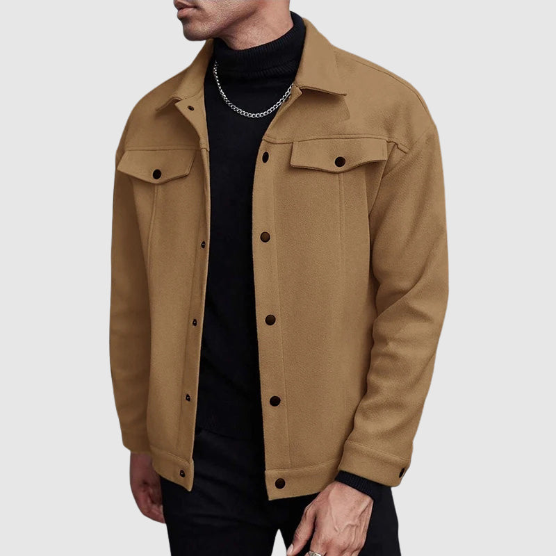 Vintage Look Button Up Faux Suede Jacket