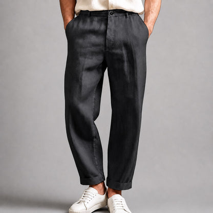 Wesley - Men's Linen Tapered Casual Trousers