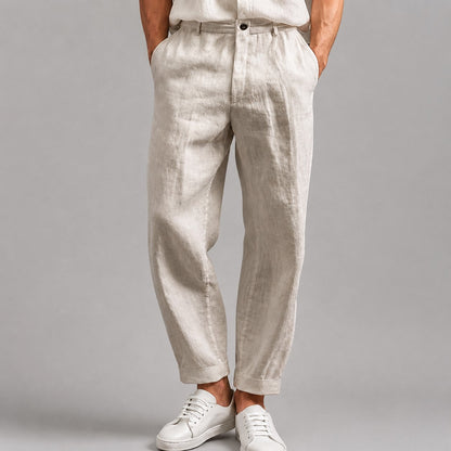Wesley - Men's Linen Tapered Casual Trousers