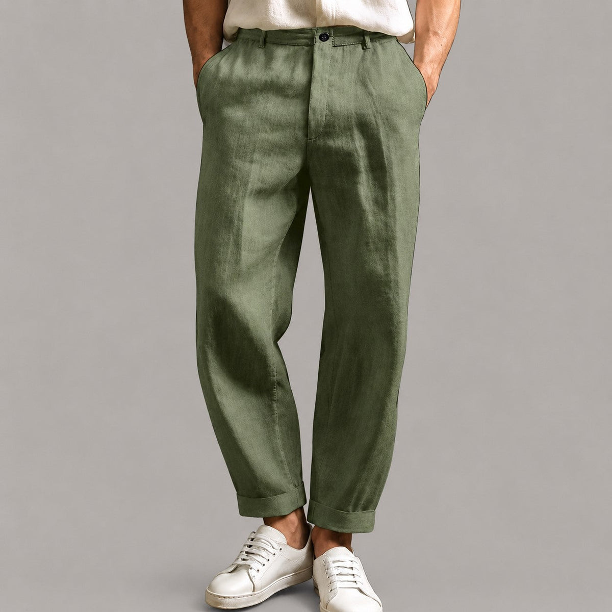 Wesley - Men's Linen Tapered Casual Trousers