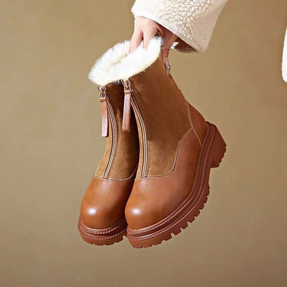 Women’s Ankle Boots with Mixed-Texture Leather Finish