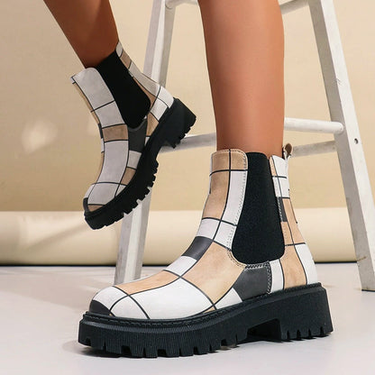 Women’s Chunky Chelsea Boots with Colorful Prints