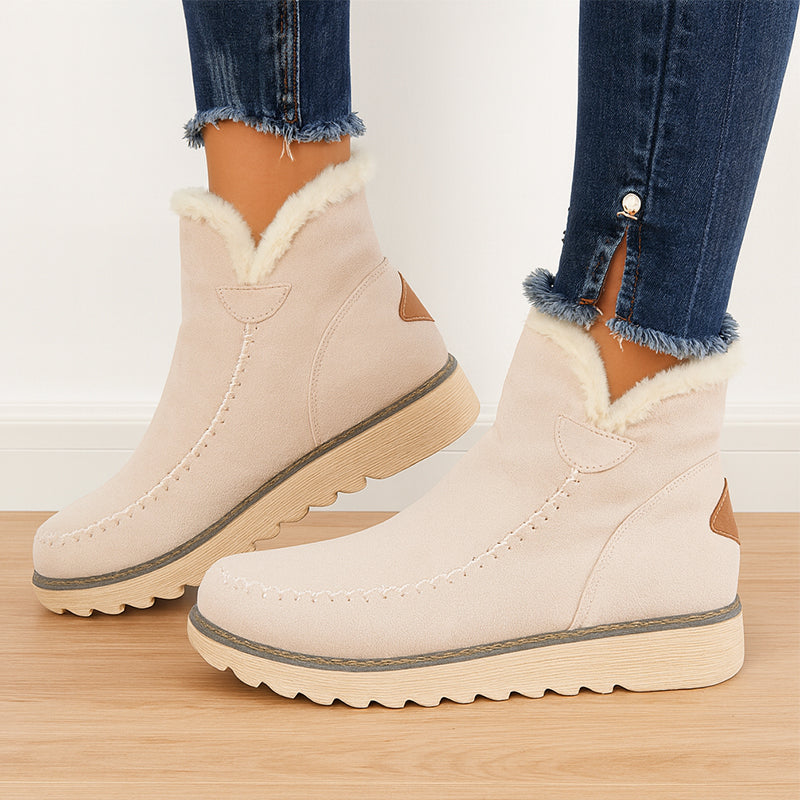 Women’s Cozy Mid-Ankle Suede Boots with Fleece Lining
