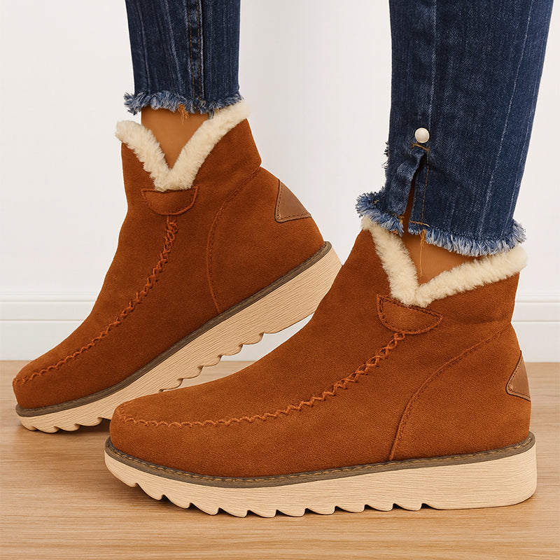Women’s Cozy Mid-Ankle Suede Boots with Fleece Lining