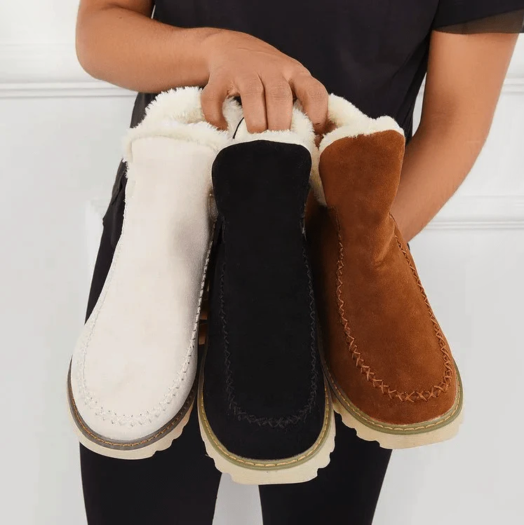 Women’s Cozy Mid-Ankle Suede Boots with Fleece Lining
