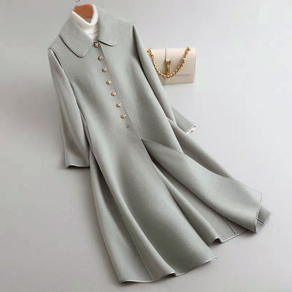 Women’s Double-Sided Long Coat with Rounded Collar