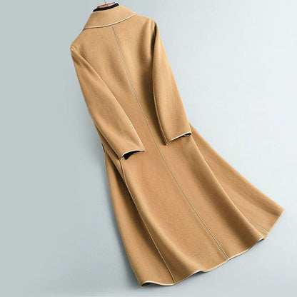 Women’s Double-Sided Long Coat with Rounded Collar