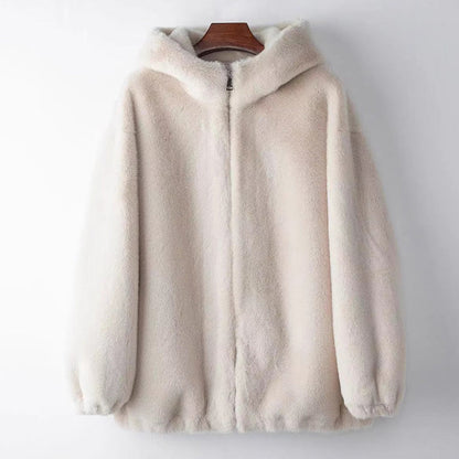 Women’s Hooded Faux Fur Jacket with Relaxed Fit
