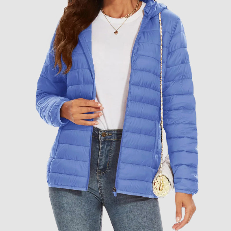 Women’s Hooded Puffer Jacket with Zip Pockets