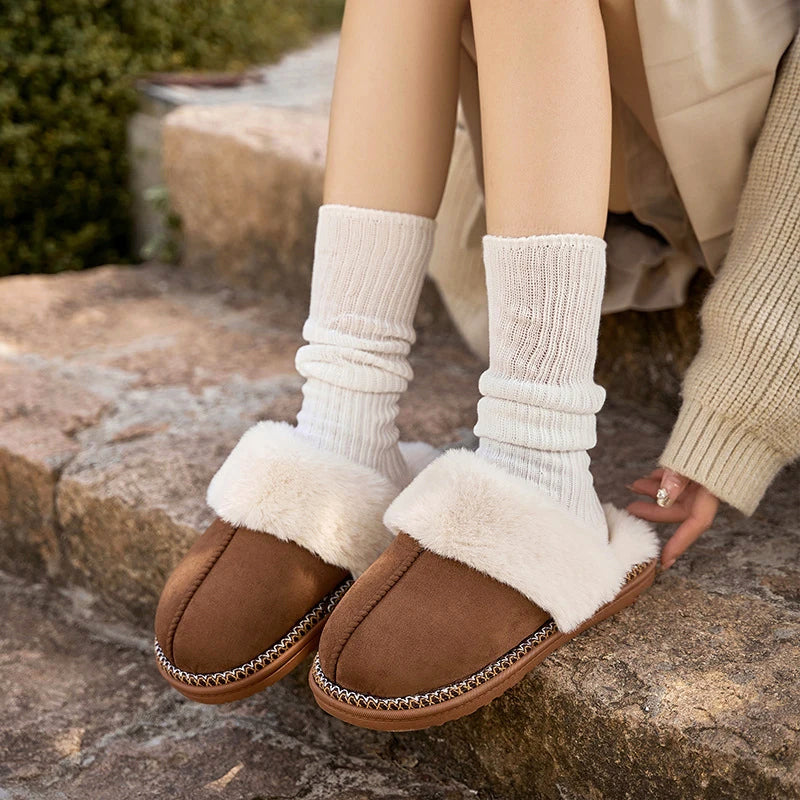 Women’s Indoor Winter Slippers with Faux-Fur Lining