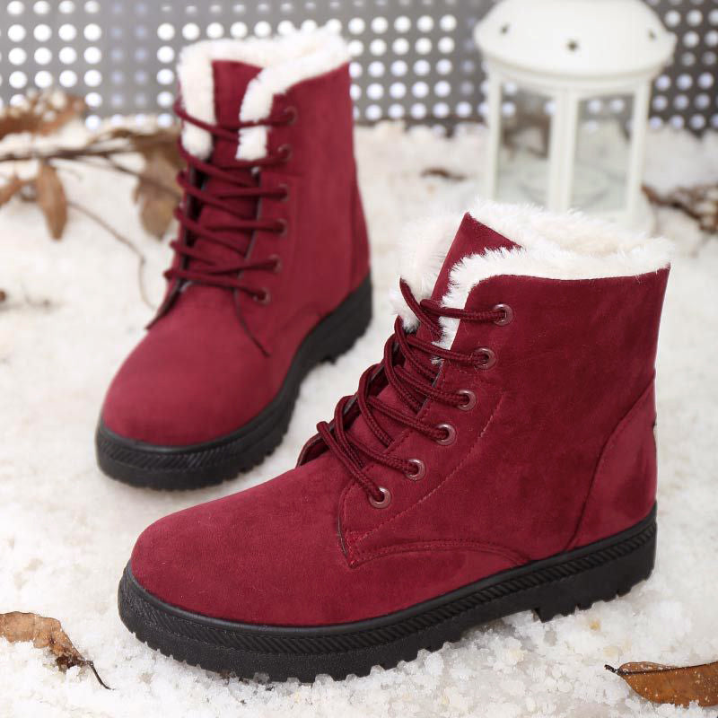 Women’s Lace-Up Winter Ankle Boots with Faux-Fur Lining