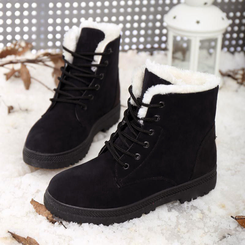Women’s Lace-Up Winter Ankle Boots with Faux-Fur Lining