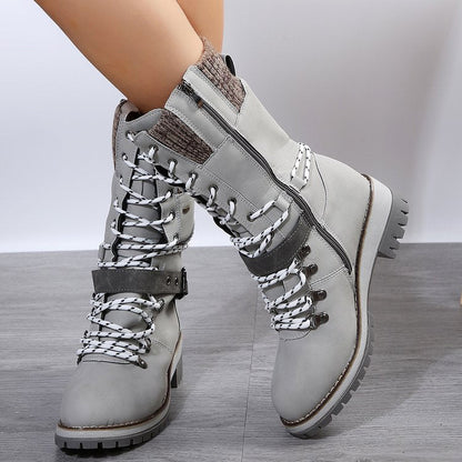 Women’s Lace-Up Winter Boots with Knit Collar