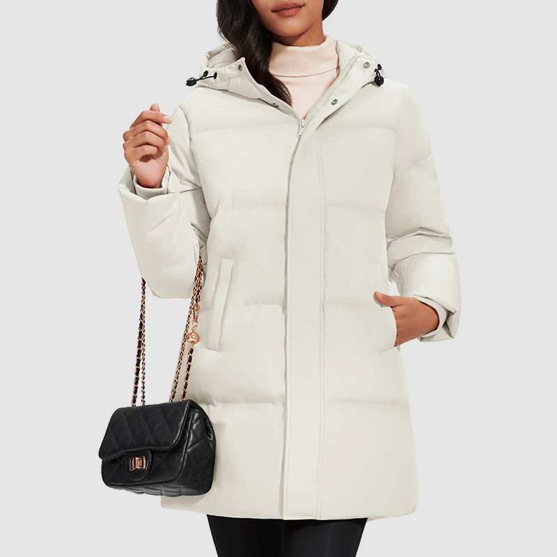 Women’s Long Quilted Puffer Jacket with Down Filling