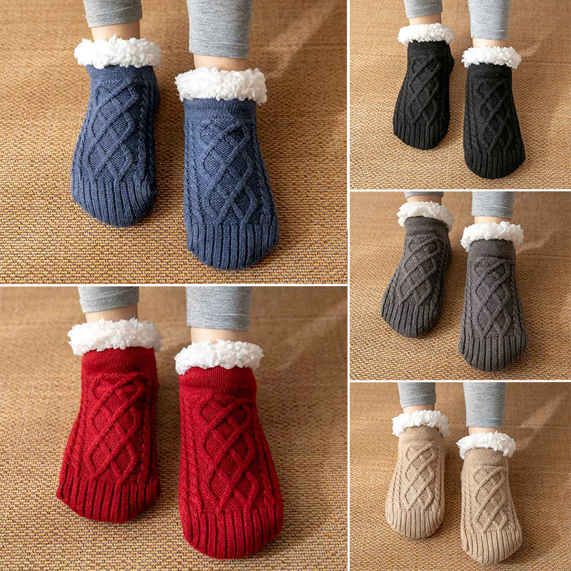 Women’s Non-Slip Slipper Knit Socks with Inner Lining