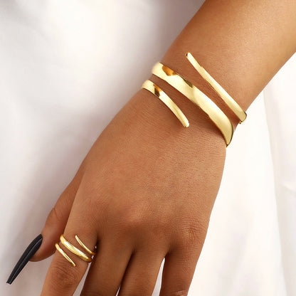 Women’s Sculpted Wrap Bracelet and Ring Set