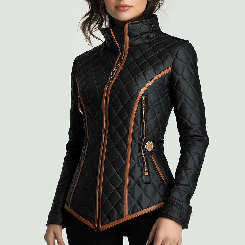 Women’s Slim-Fit Quilted Jacket with Contrast Edging