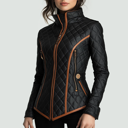 Women’s Slim-Fit Quilted Jacket with Contrast Edging
