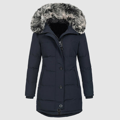 Women’s Slim-Fit Winter Parka with Faux-Fur Hood