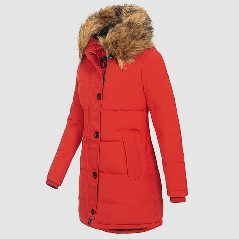 Women’s Slim-Fit Winter Parka with Faux-Fur Hood