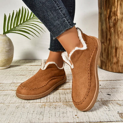 Women’s Slip-On Faux Suede Boots with Plush Lining