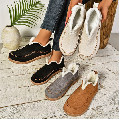 Women’s Slip-On Faux Suede Boots with Plush Lining