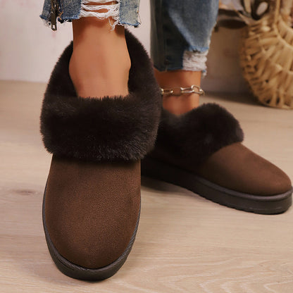 Women’s Suede Slip-Ons with Faux Fur Trim