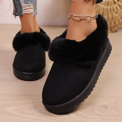 Women’s Suede Slip-Ons with Faux Fur Trim