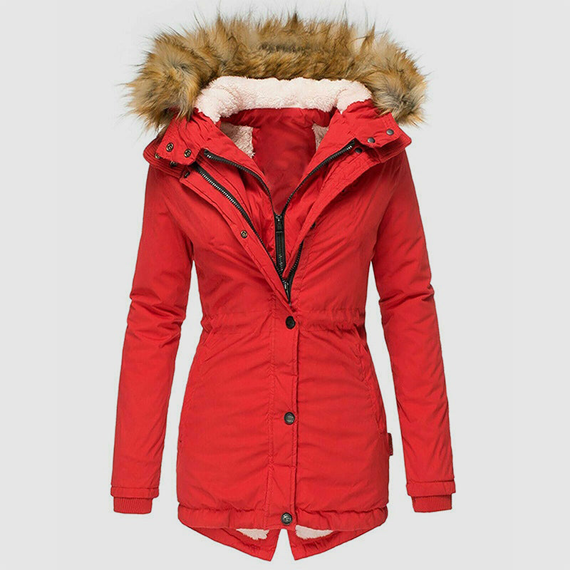 Women’s Winter Parka with Faux-Fur Hood and Inner Fleece Lining