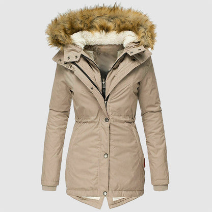 Women’s Winter Parka with Faux-Fur Hood and Inner Fleece Lining