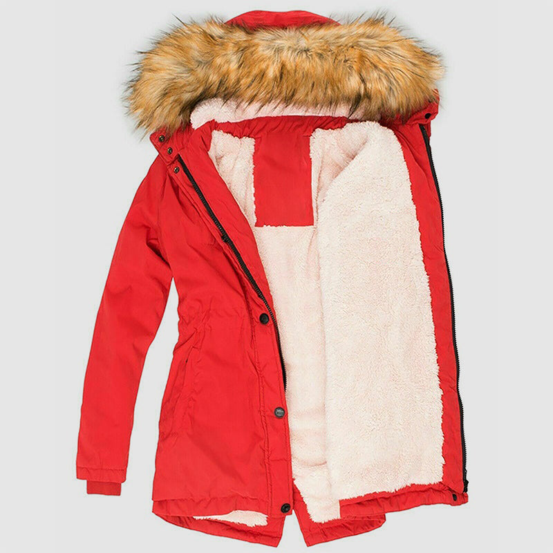 Women’s Winter Parka with Faux-Fur Hood and Inner Fleece Lining