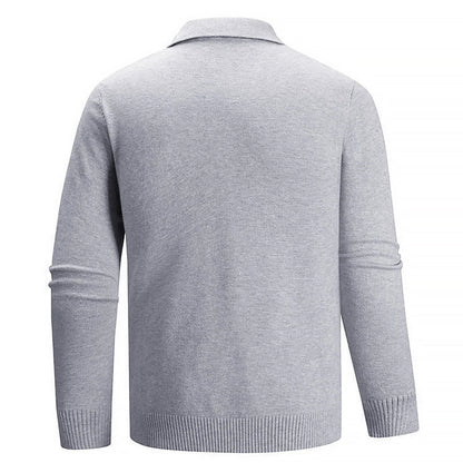 Elegant Knit Sweater for Men with Polo Collar